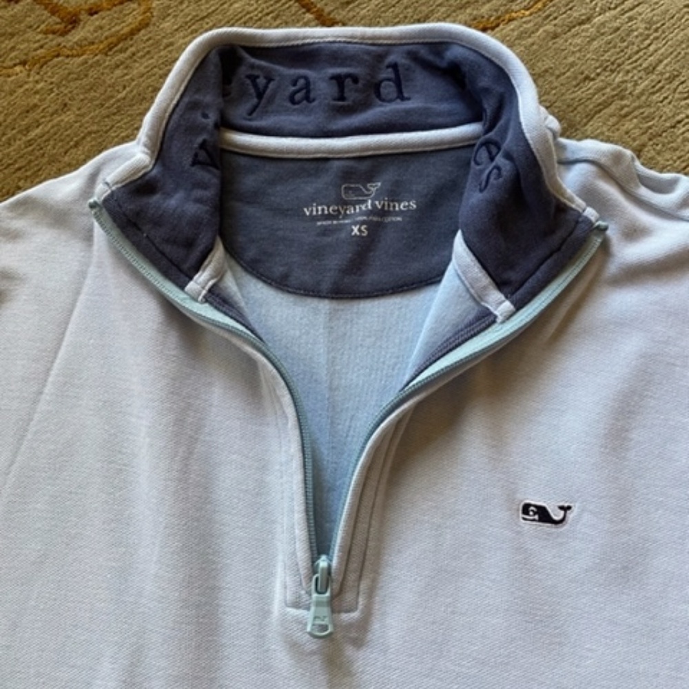 Vineyard Vines Men’s Quarter Zip Cotton Pullover Size XS  Light Blue NWOT